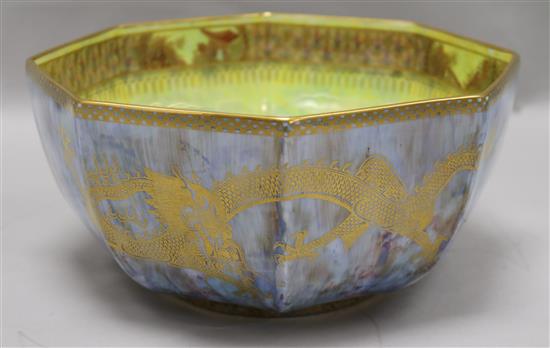 A Wedgwood dragon lustre octagonal fruit bowl, 8.75ins